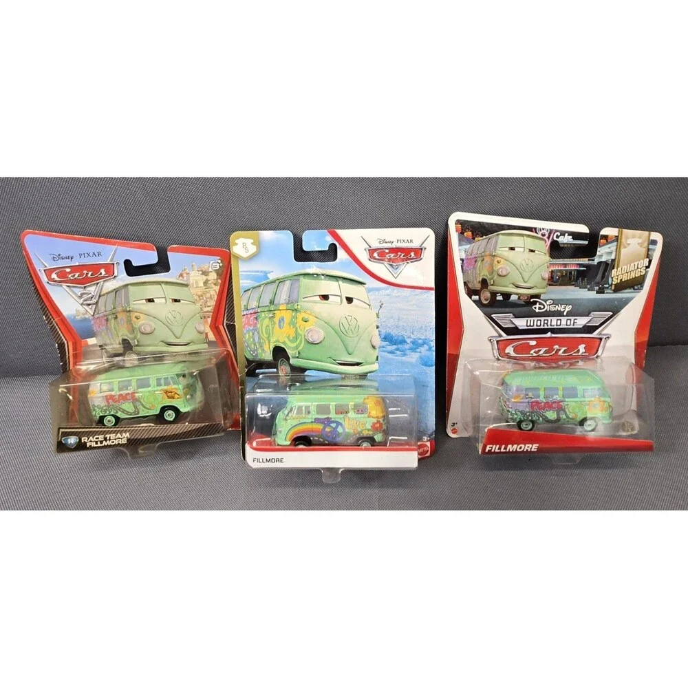 Disney Pixar Cars Fillmore Diecast Lot of 3 - Mattel 1:55 Race Team